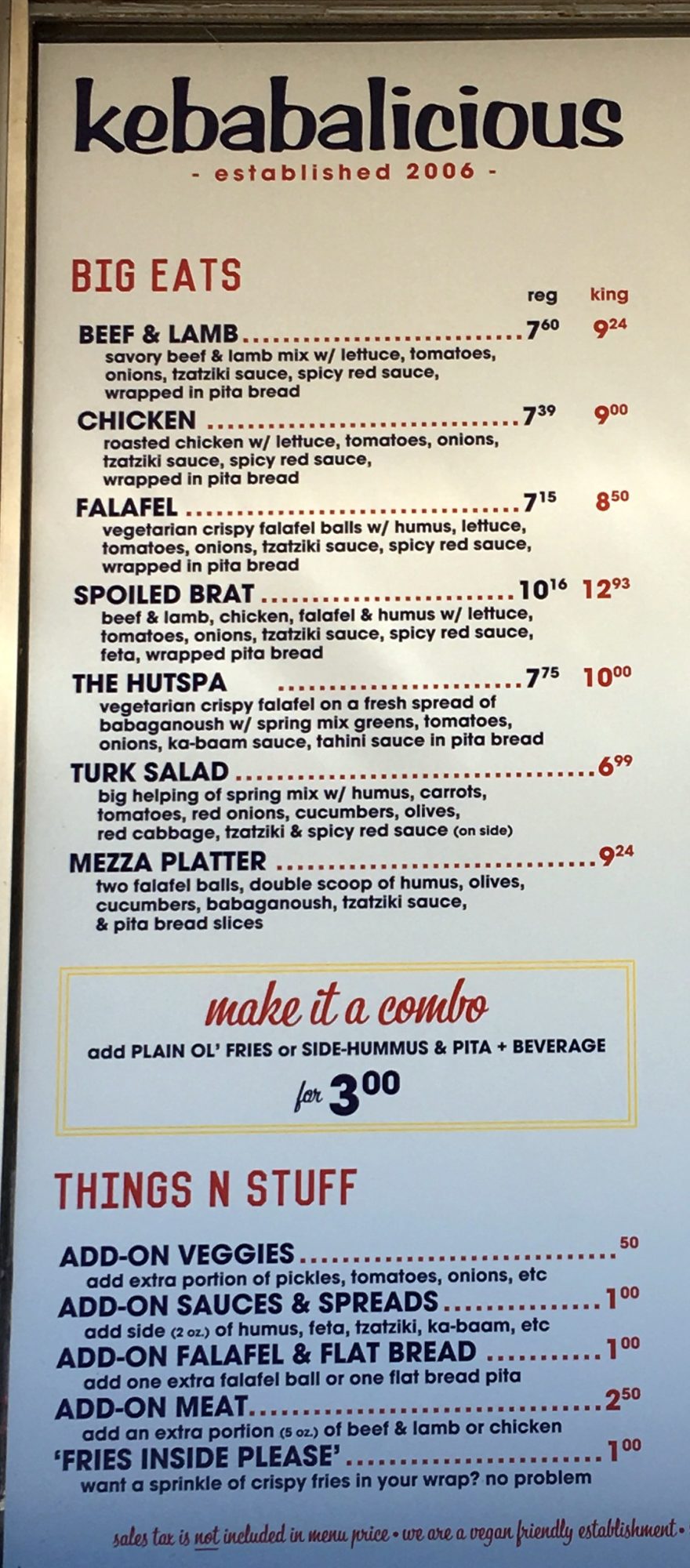 Kebabalicious Menu | Austin Texas Menus